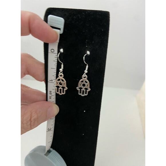 Star of David earrings silver tone - Picture 3 of 4